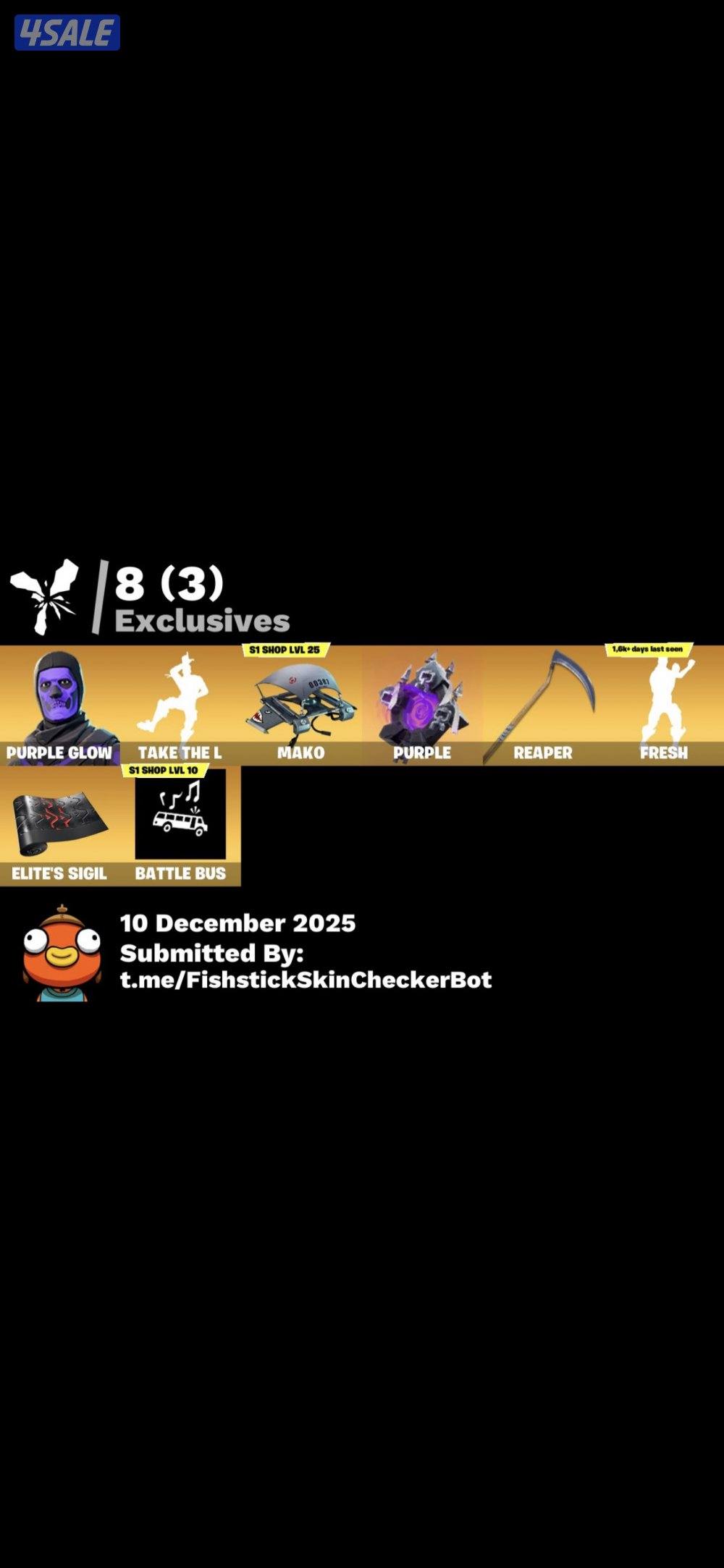 حساب فورت نايت سكلتون بنفسجي ورقصه قريش4