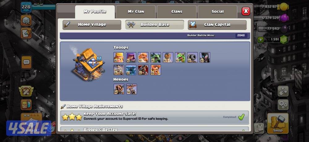 قريه حساب كلاش اوف كلانز للبيع3