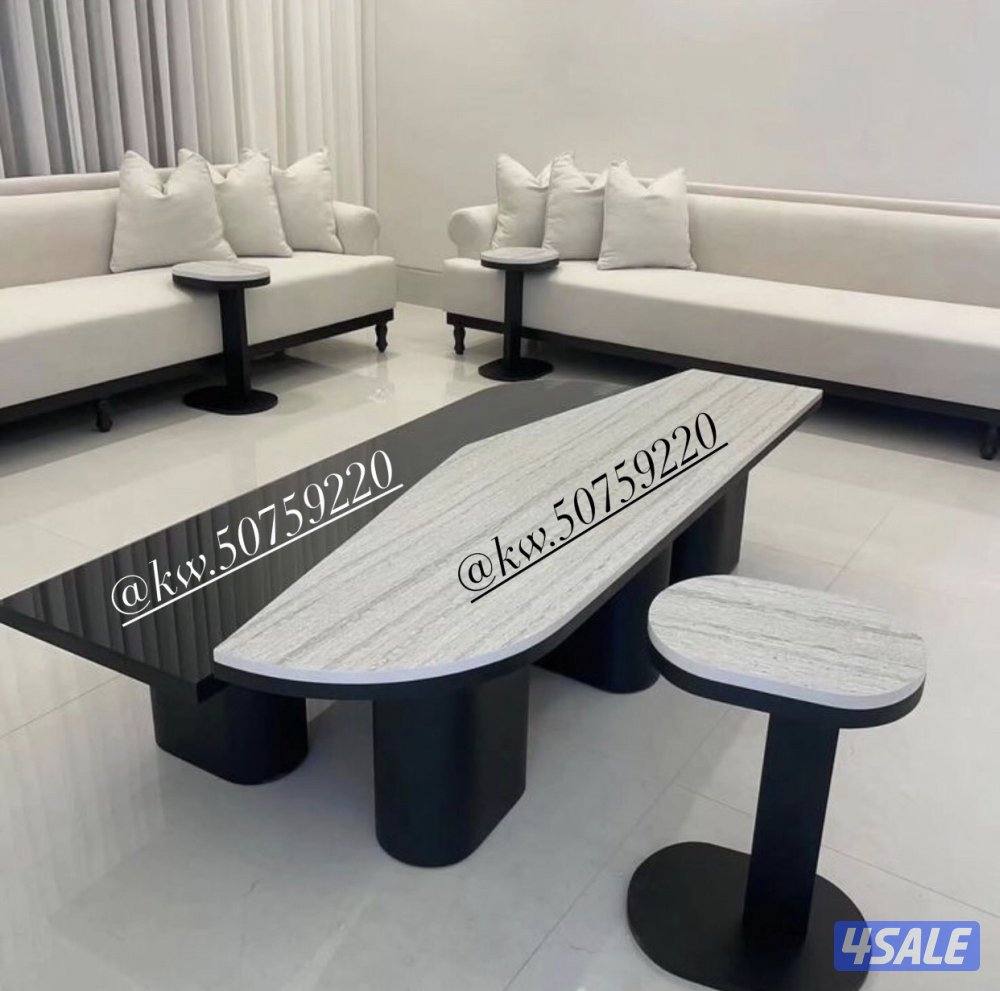 تفصال طاولات خشب جوز وطاوله حديد وطاوله بديل رخام1