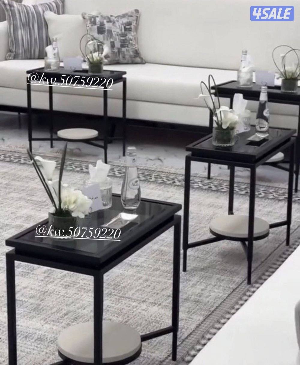 تفصال طاولات خشب جوز وطاوله حديد وطاوله بديل رخام5