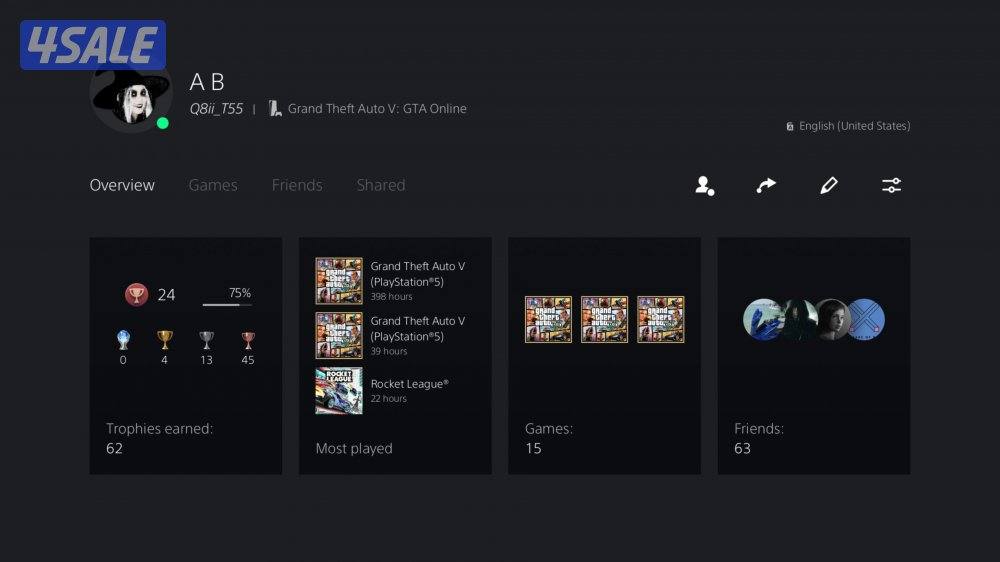 للبيع حساب قراند نسخة سوني ٤2