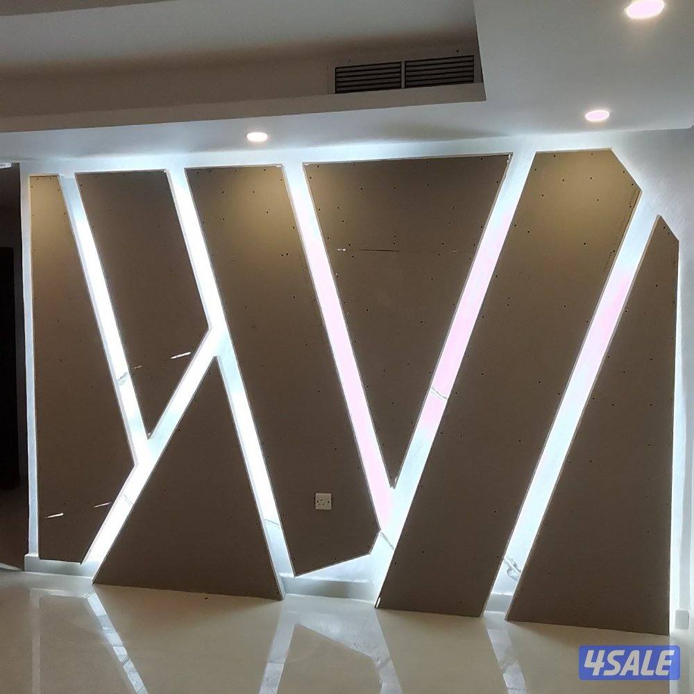 جبس بورر بارتيشن ديكور جبس باب خشب10