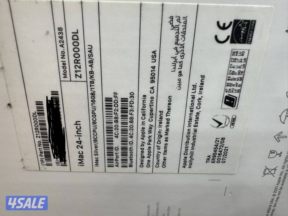 I Mac 24,inch iMac Silver/8CCPU/8CGPU/16GB/1TB/KB-AB/SAU used white Bo2