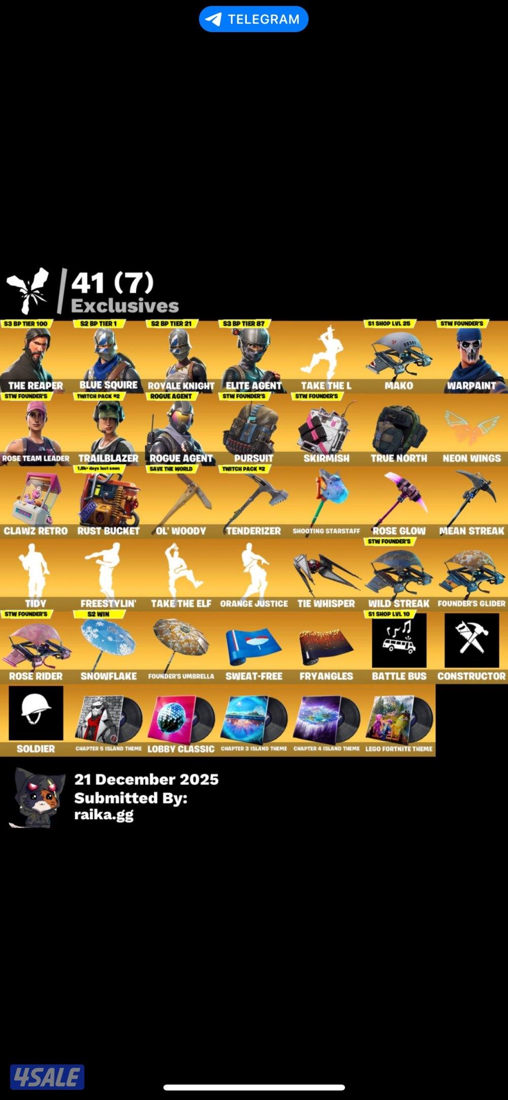 حساب فورت نايت نادر ضمان مدى0