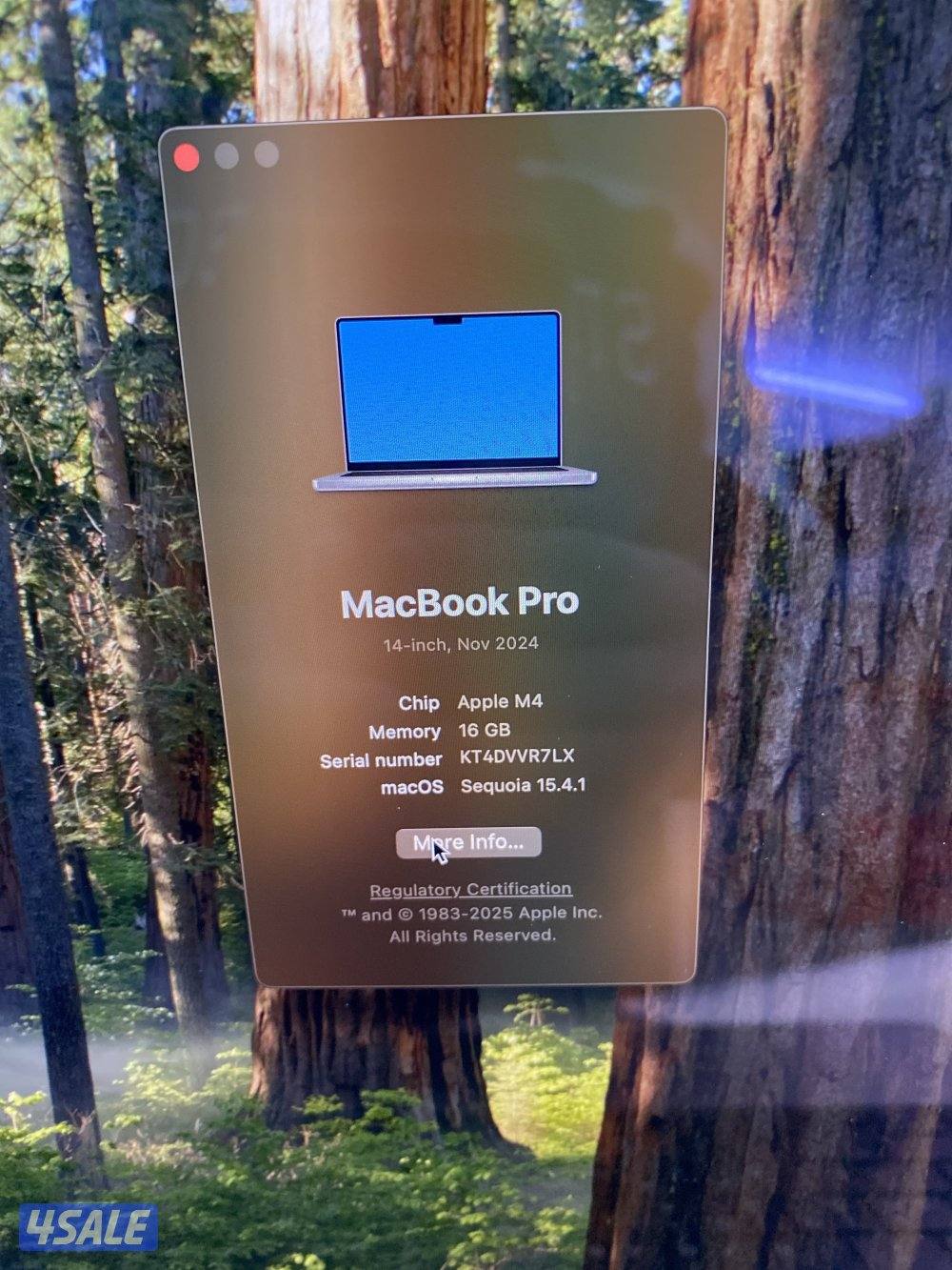 Macbook pro M4 mint condition like new only 8 cycle battary 100 %4