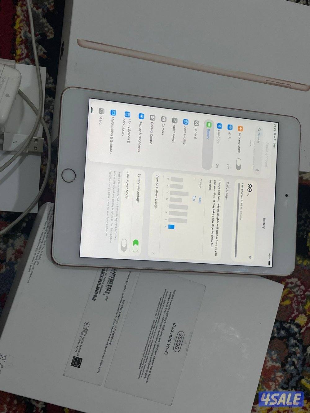 ايباد ابل ميني 5 الخامس 256 قيقا بطارية 95 مع الاغراض كامله الاصليه2