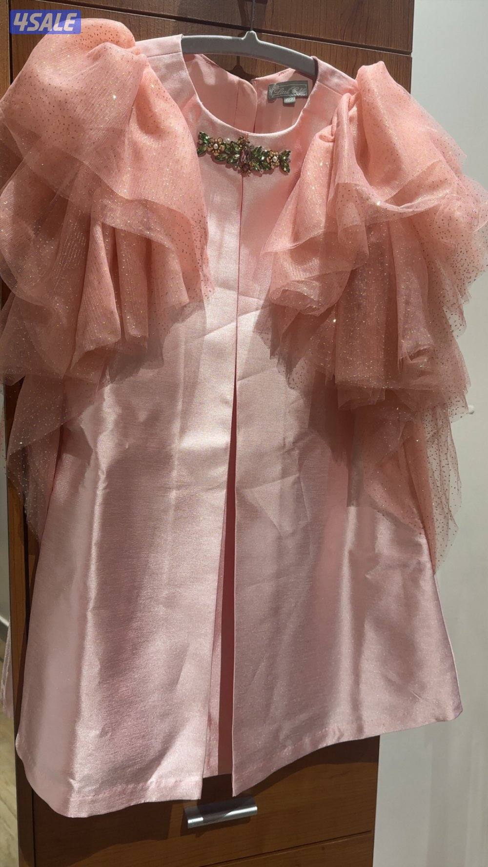 فستان بناتي جديد لونه وردي للمناسبات براند تركي لعمر 6-7 سنوات0