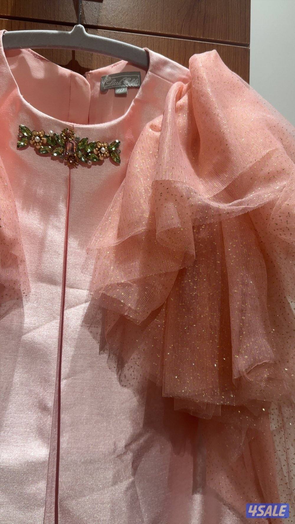 فستان بناتي جديد لونه وردي للمناسبات براند تركي لعمر 6-7 سنوات1