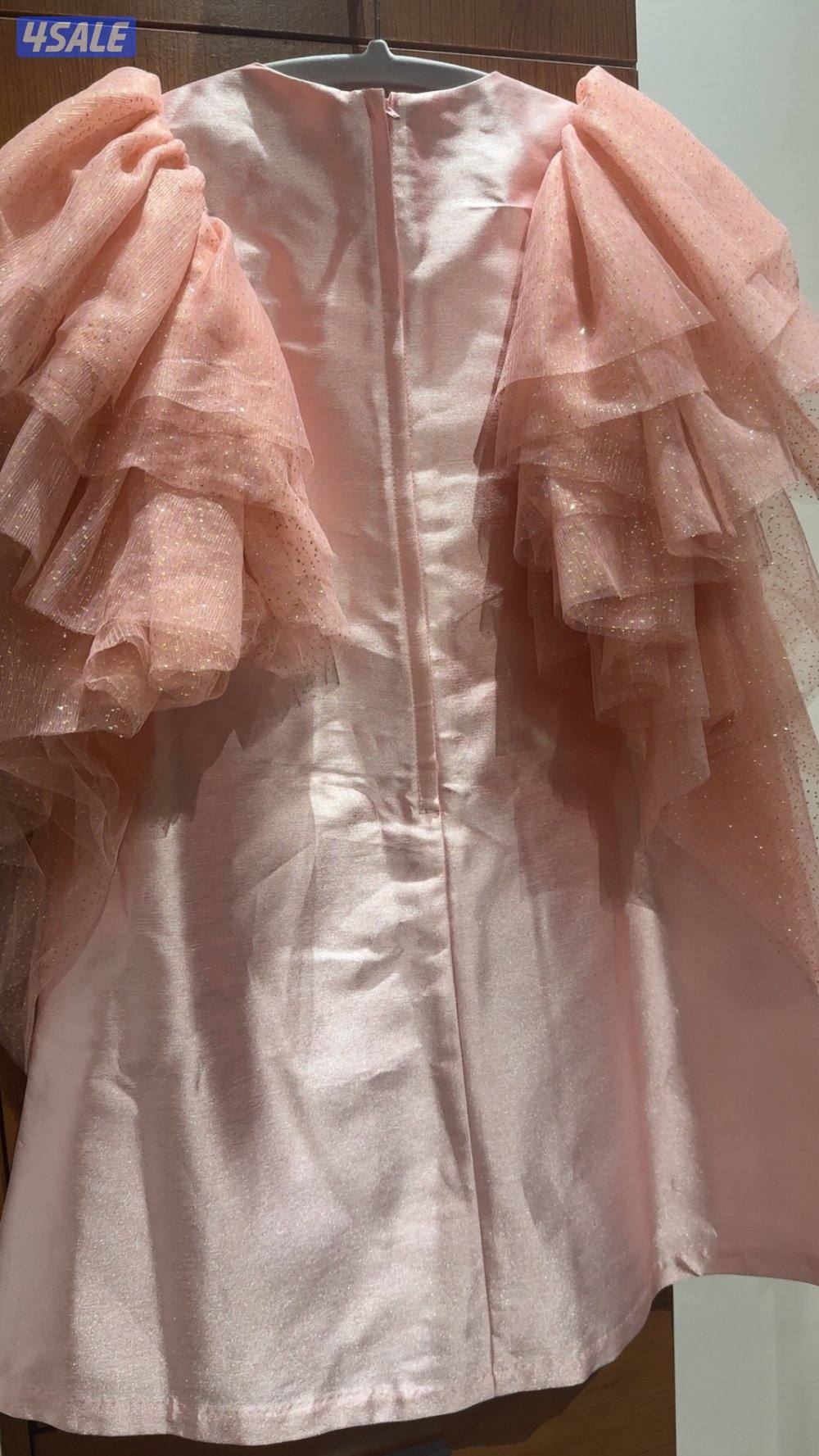 فستان بناتي جديد لونه وردي للمناسبات براند تركي لعمر 6-7 سنوات2