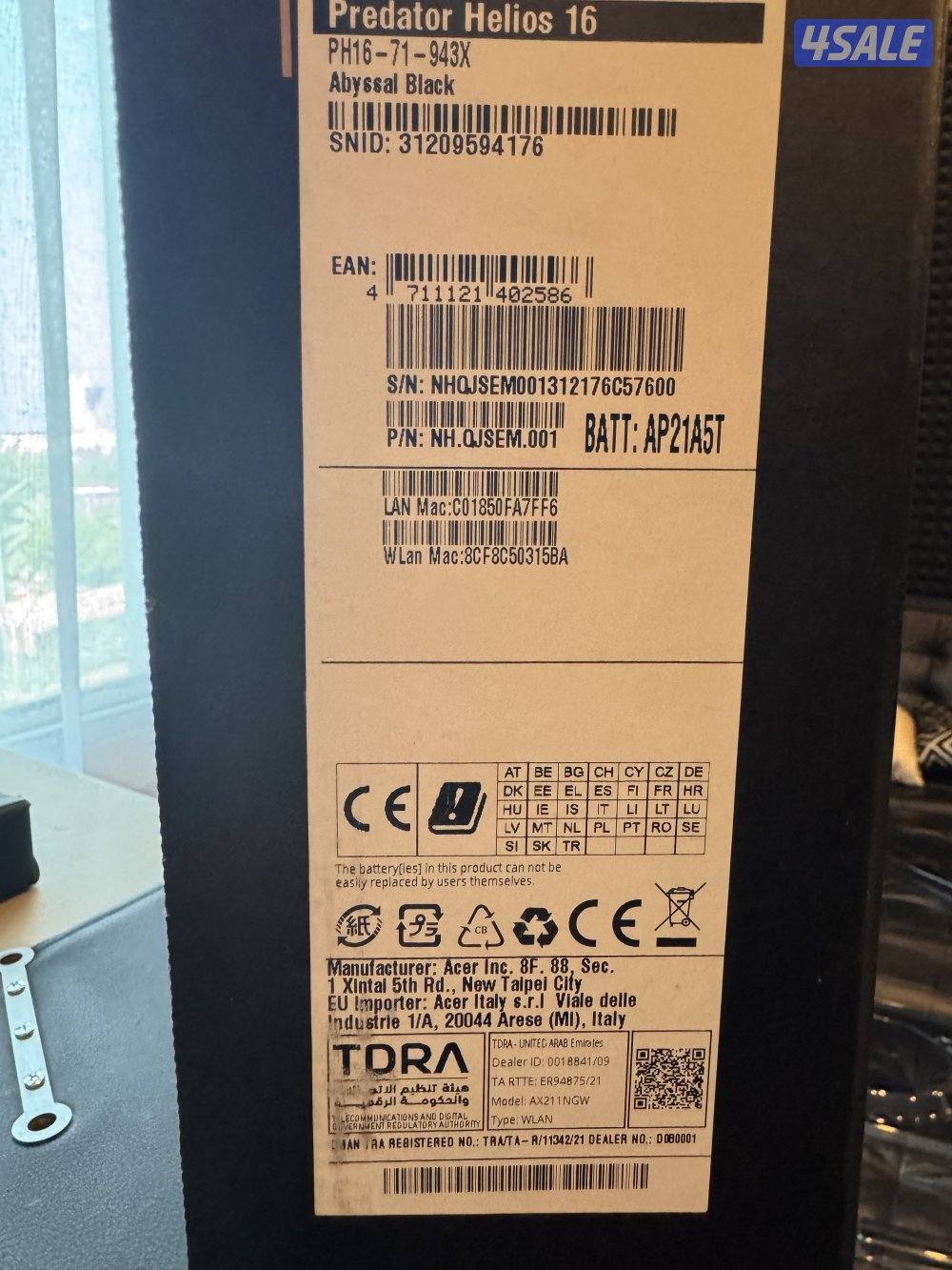 ACER PREDATOR HELIOS 162