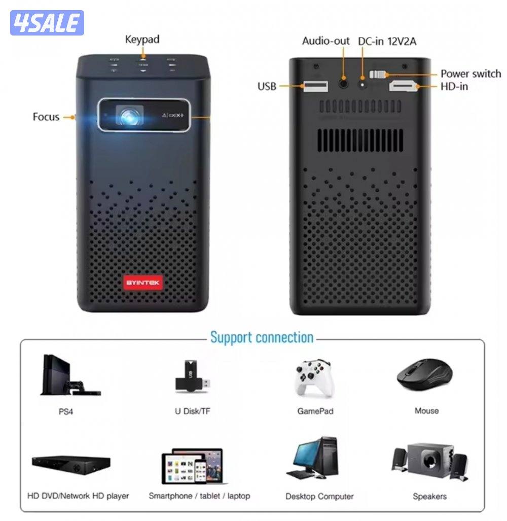 بروجيكتور جهاز عرض سينمائي منزلي LED ذكي أندرويد  1080 3D BYINTEK P203