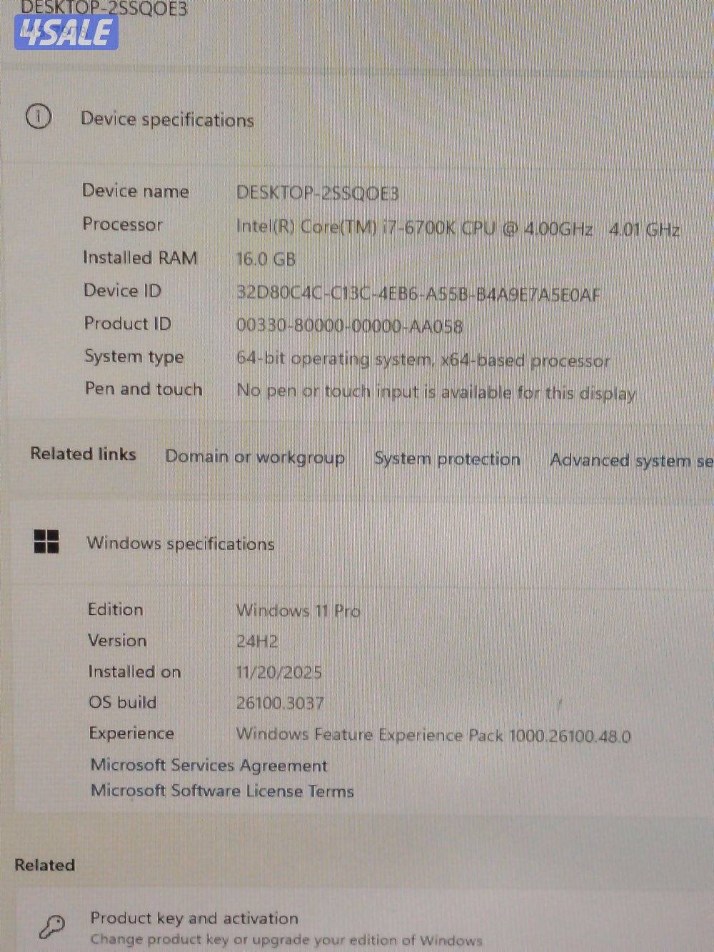 Intal Corei7 6th 16GB Ram 256ssd 1tbHHD Msi Nvidia GTX 1050ti 4GB7