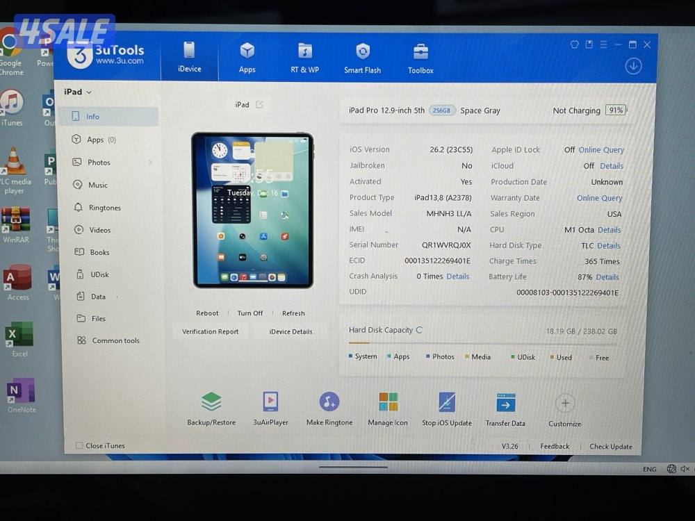 ايباد ابل برو 12.9 انش 256 قيقا ام ون الجيل الخامس نظيف حيل مع الاغراض8