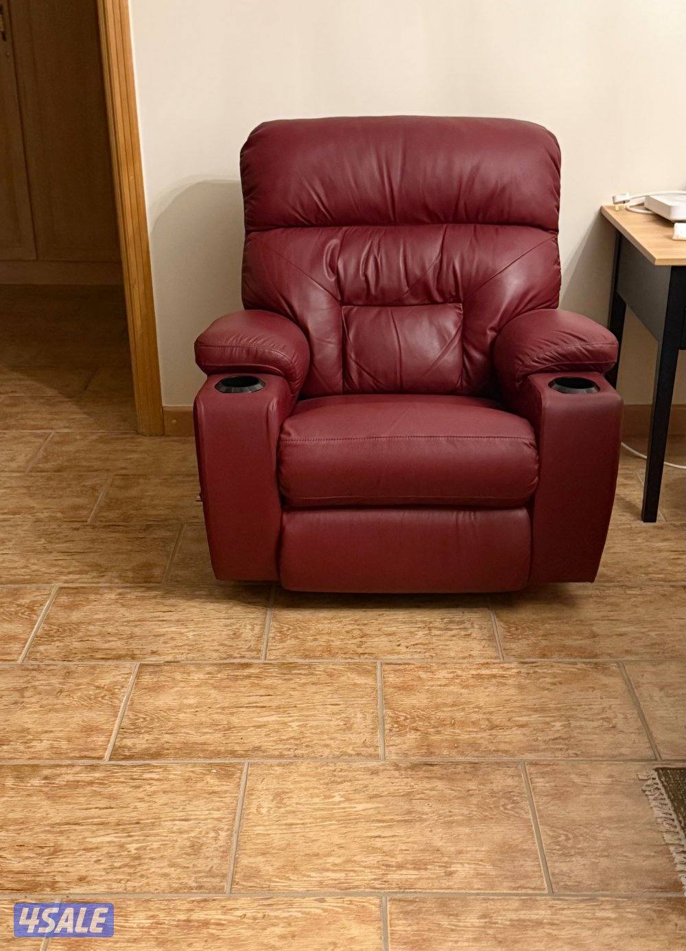La-Z-Boy Spectator Rocker Recliner, Top Grain Leather, Burgundy1