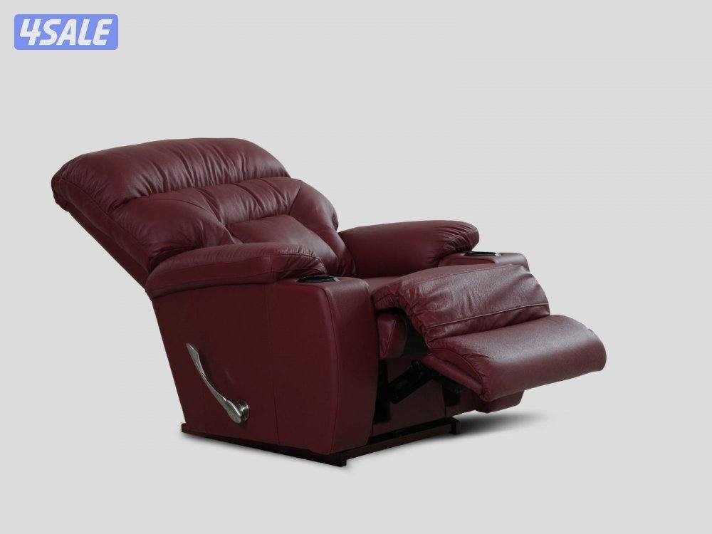 La-Z-Boy Spectator Rocker Recliner, Top Grain Leather, Burgundy4