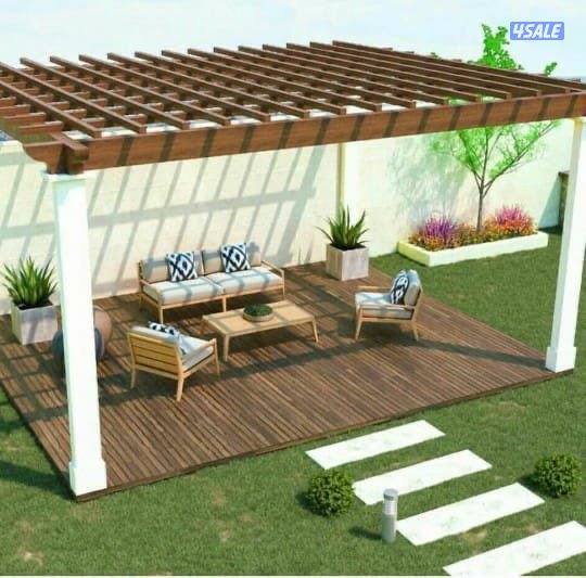 تنسيق حدائق تركيب ثيل صناعي وطبيعي وسور للحديقه تركيب بديل الخشب11