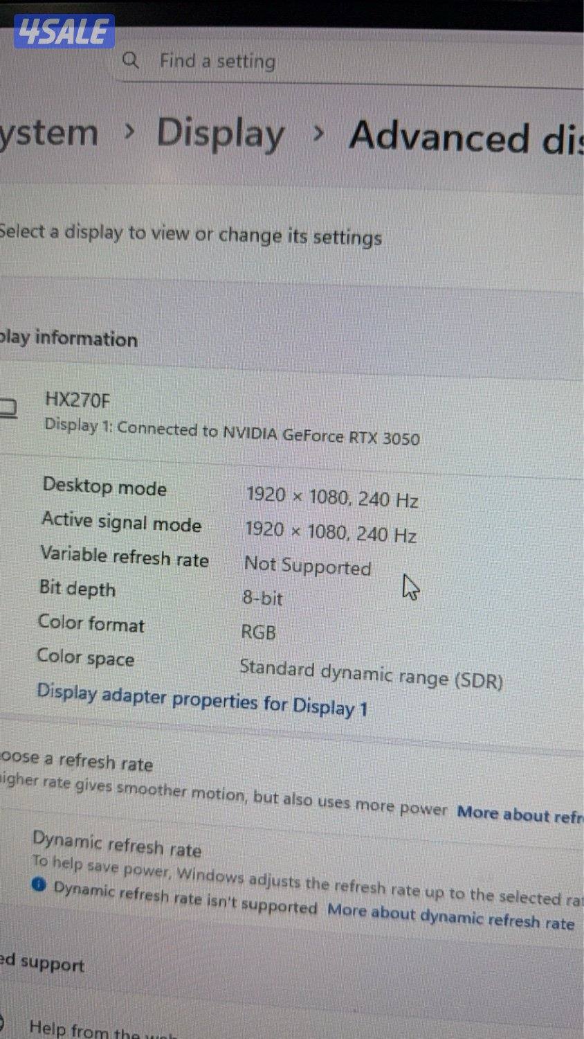 بي سي للبيع كرت شاشه rtx3050 رام16 معالجi5 12400 مع شاشه 27انش240هرتز2