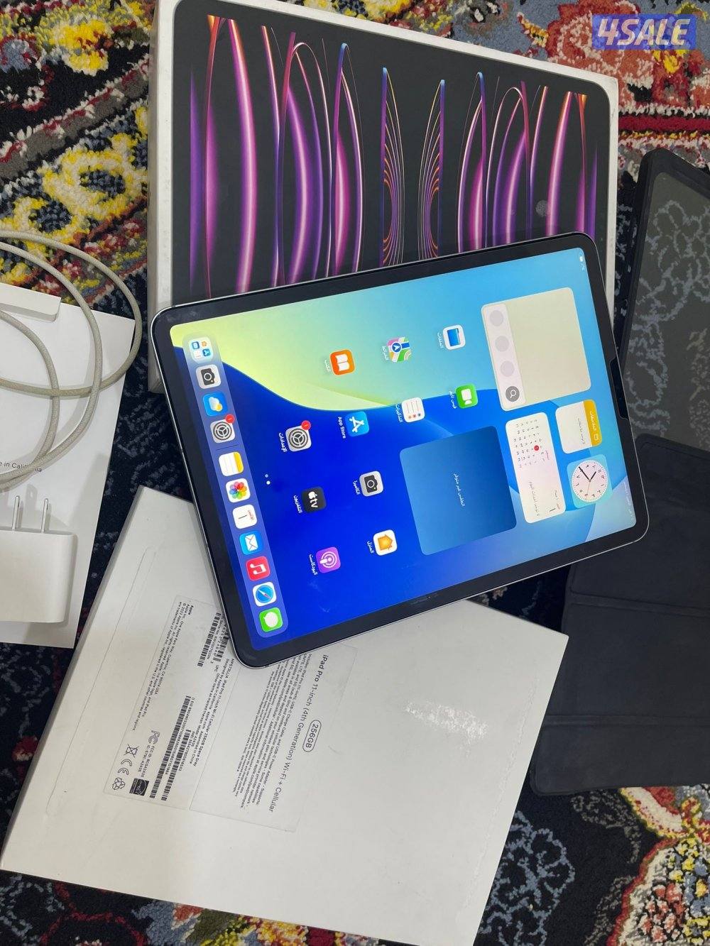 ايباد ابل برو 11انش 256 قيقا m2 معالج ام تو بطارية 87 مع الاغراض0
