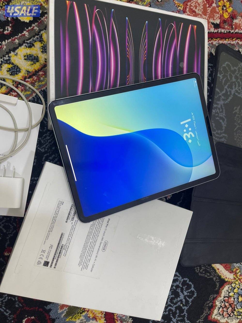 ايباد ابل برو 11انش 256 قيقا m2 معالج ام تو بطارية 87 مع الاغراض1