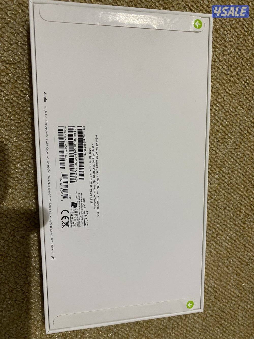 ابل واتش الترا 3  لم تستخدم الا ايام بطارية 100%4