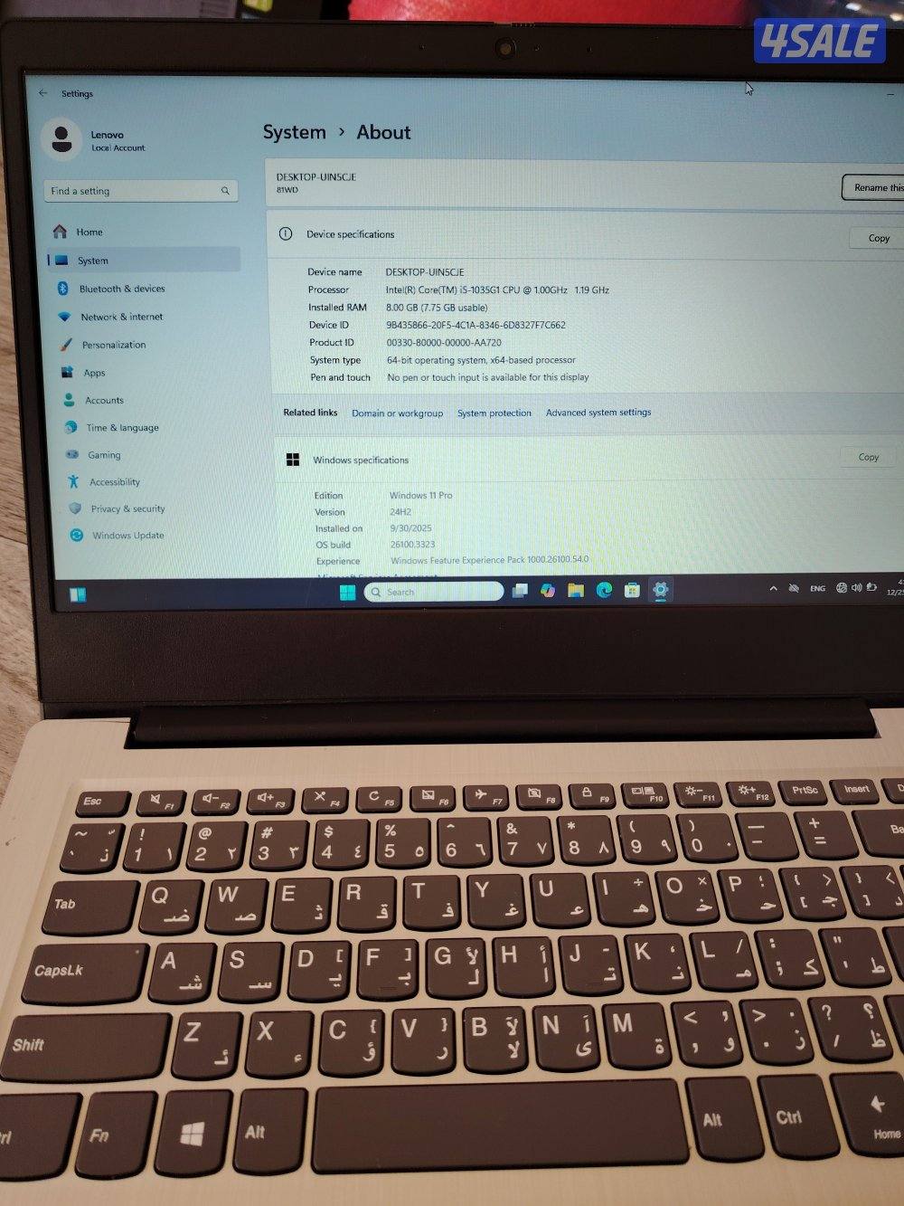 Lenovo intal Core i510th 8GB Ram Ssd256gb4