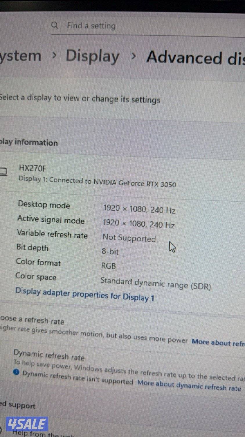 كرت الشاشه 3050rtx رام16 i512400 مع شاشه 27انش 240هرتز وماوس وكييورد1