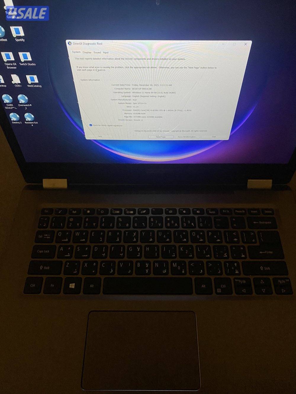 Laptop acer المواصفات موجوده بالصور كلها3