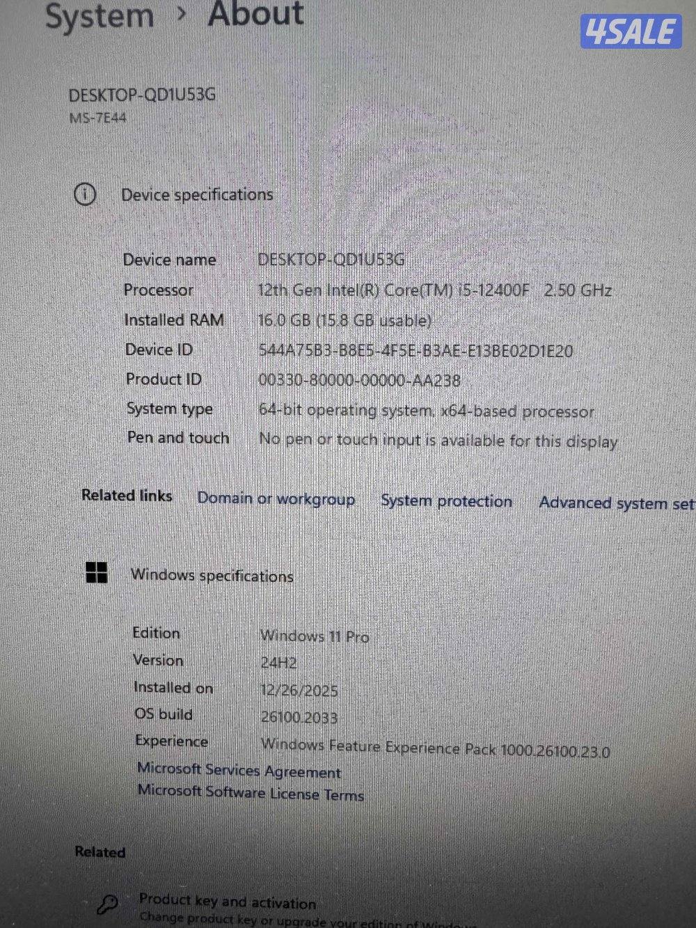 Msi Gameing Pc i5 12Th Generation Ram 16Gb ssd 1Tb Nadia 1650 GTX Same6