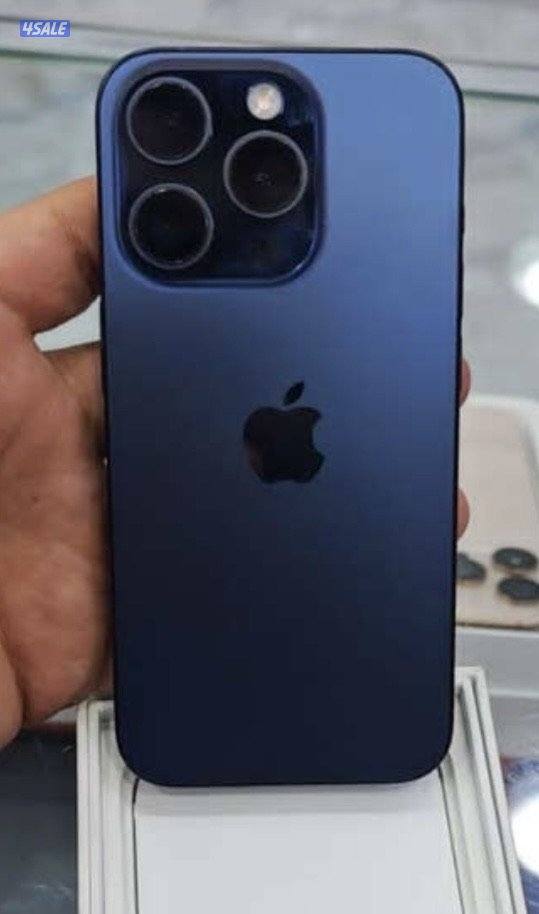 للبيع ايفون I phone 15 pro لون ازرق تيتانيوم عدد 3 كاميرات سعة 128 GB3