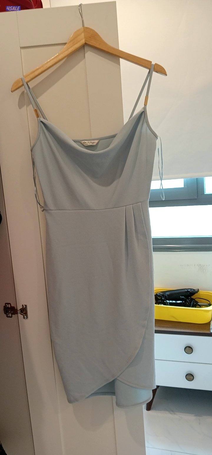 evenıng dress blue with gold belt0