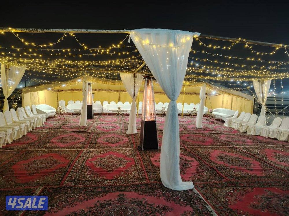 تأجير خيمة بيت شعر كوشه رجال ونساء كراسي وطاولات غنفات دفيات ضيافة رجا0