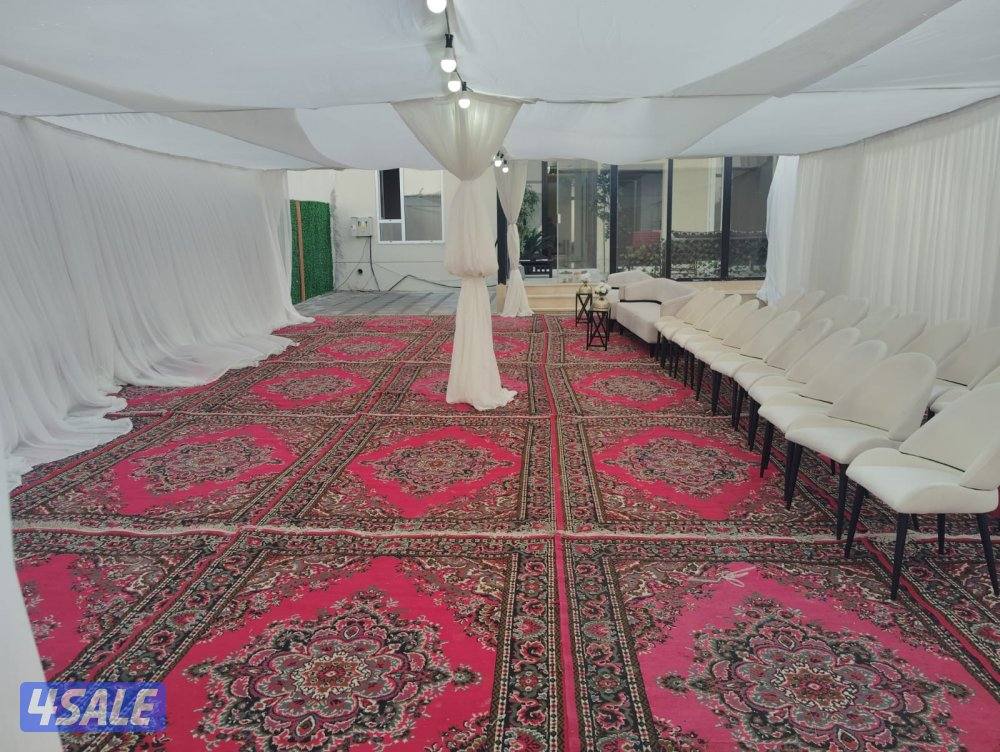 تأجير خيمة بيت شعر كوشه رجال ونساء كراسي وطاولات غنفات دفيات ضيافة رجا3