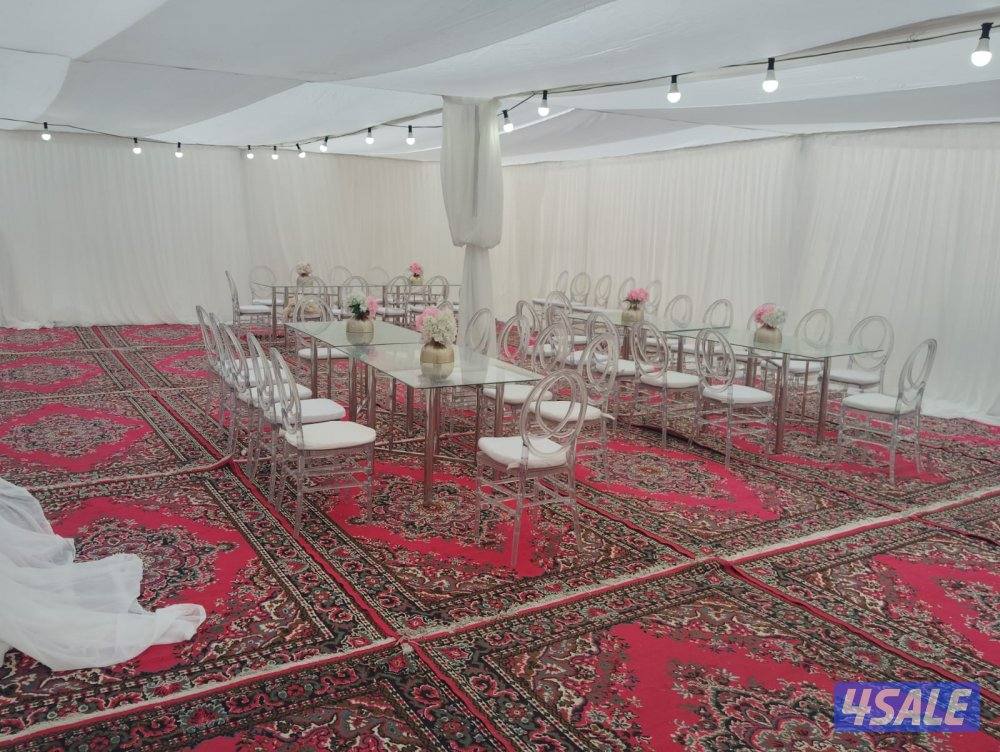 تأجير خيمة بيت شعر كوشه رجال ونساء كراسي وطاولات غنفات دفيات ضيافة رجا15