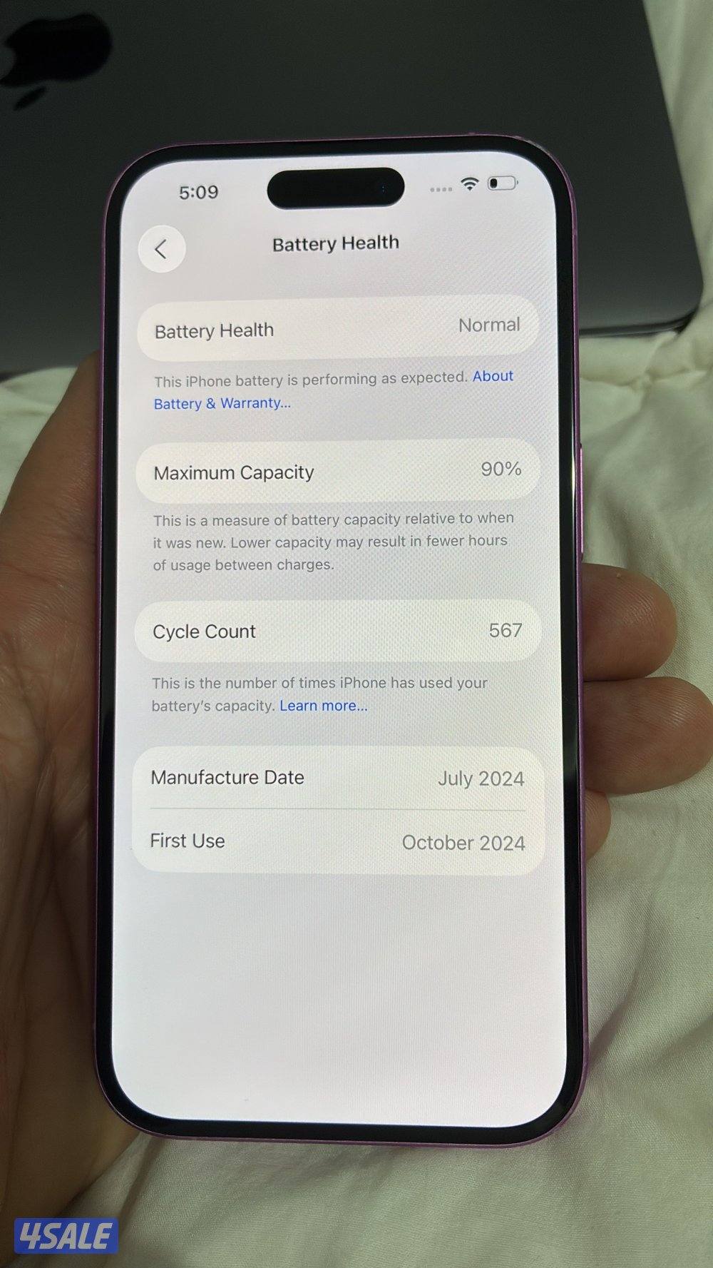 ايفون 16 pink 256 جيجا نضيف1