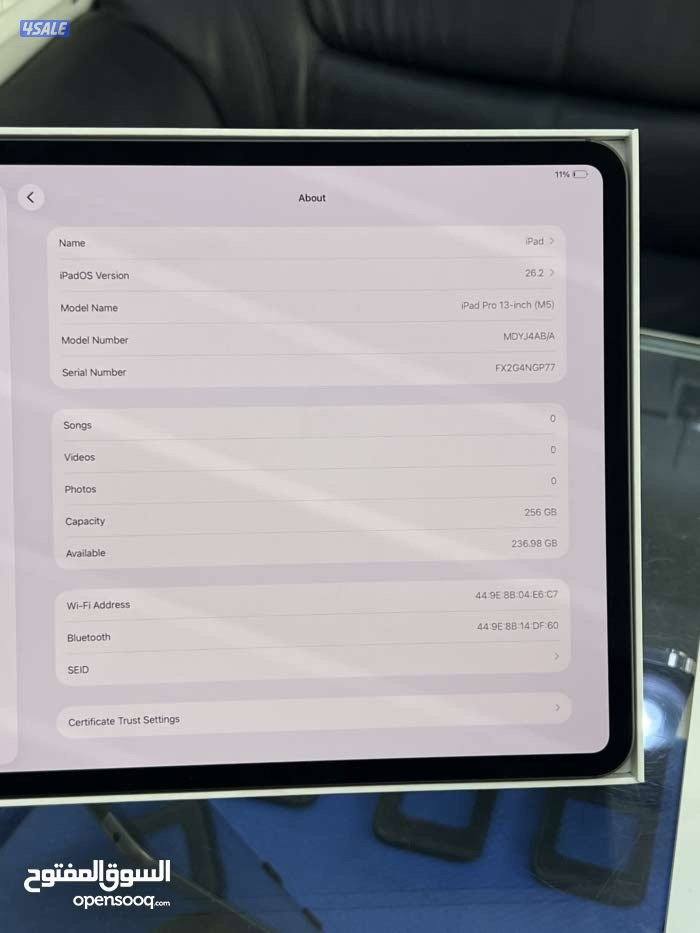 للبيع IPAD PRO 13 INCH M5  256GB4