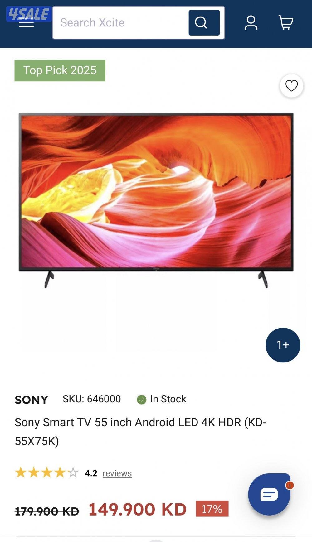Sony Smart TV 55 inch Android LED 4K HDR (KD-55X75K)0