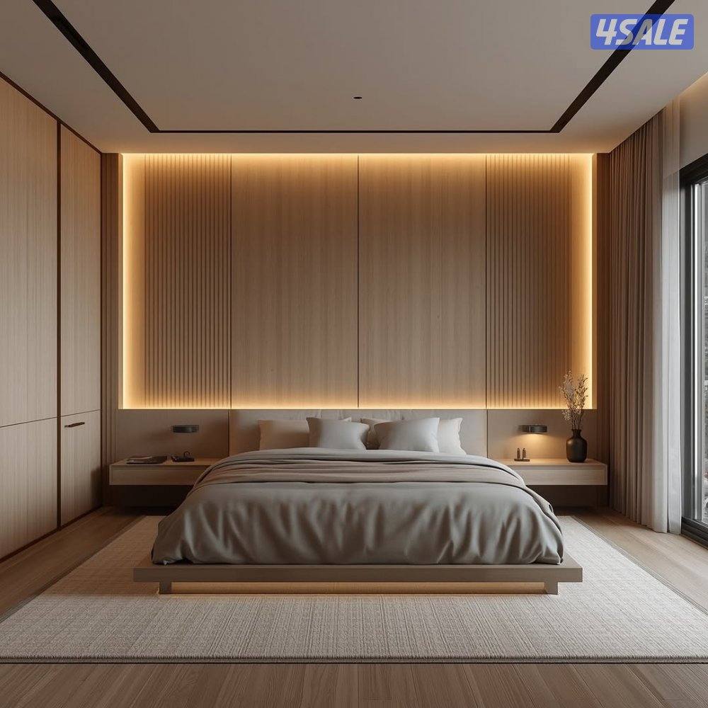 اثاث غرف نوم مودرن ديكورات غرف النوم صالة استقبال باركيه ورق جدران1