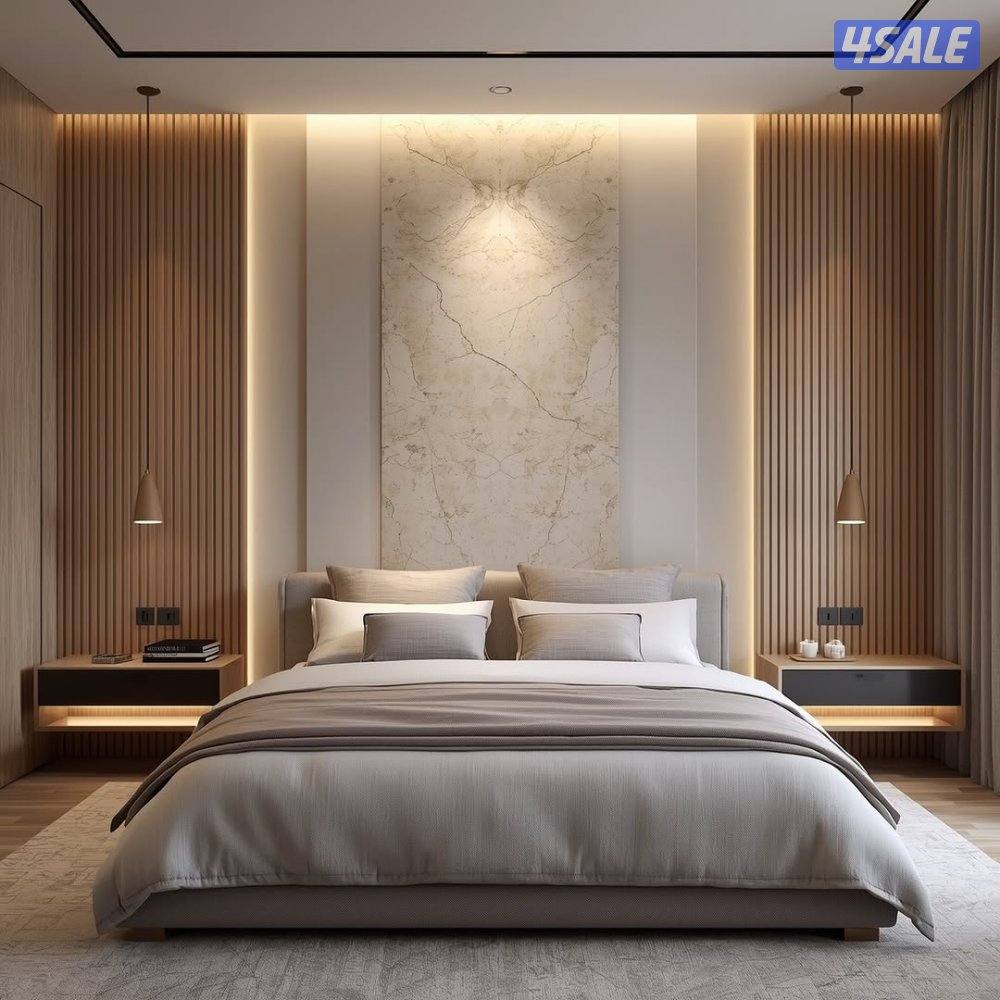 اثاث غرف نوم مودرن ديكورات غرف النوم صالة استقبال باركيه ورق جدران3