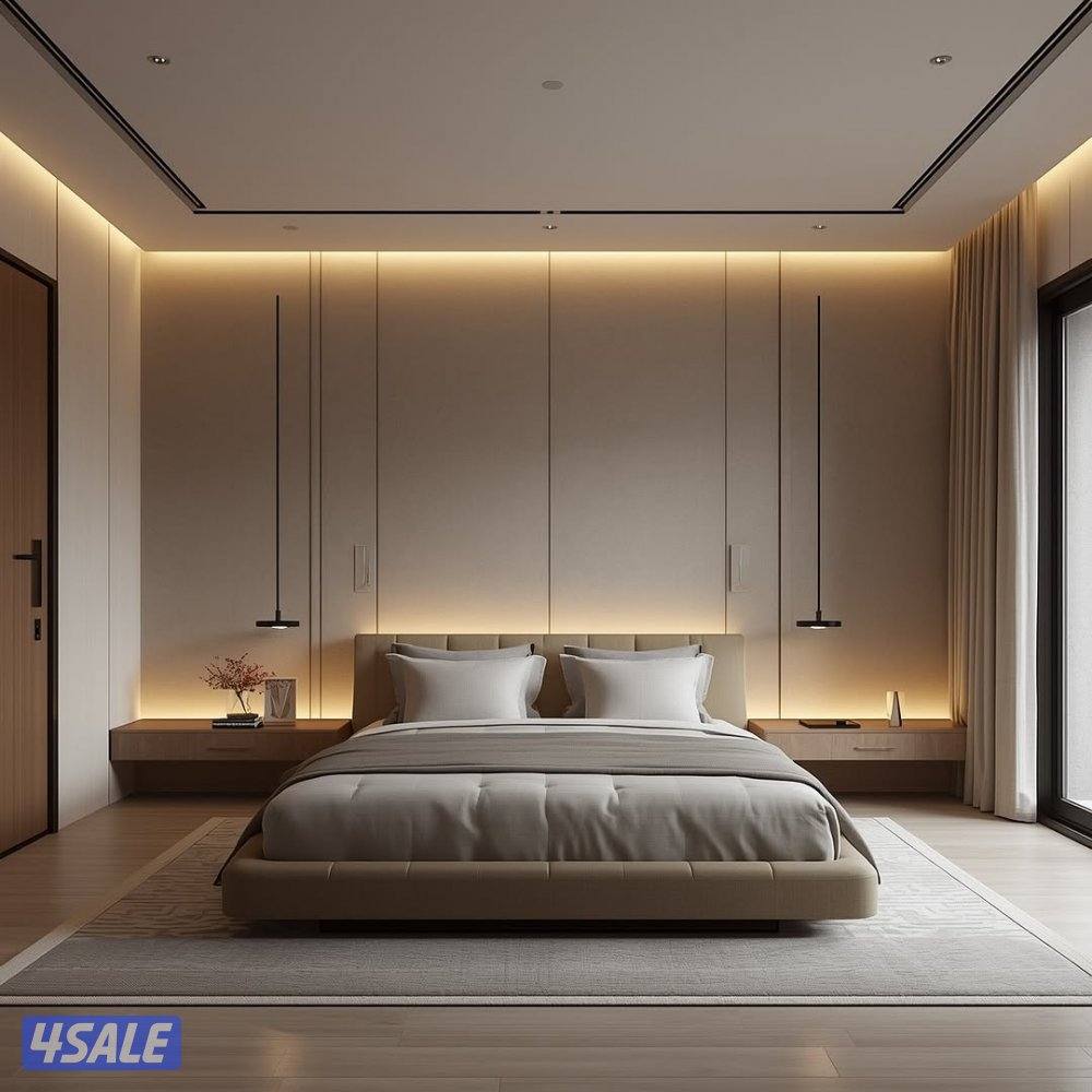 اثاث غرف نوم مودرن ديكورات غرف النوم صالة استقبال باركيه ورق جدران5