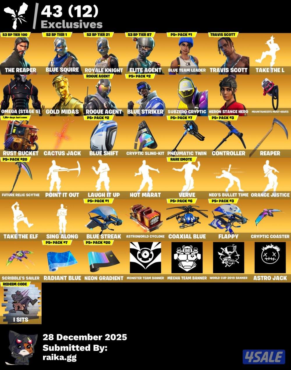 حساب فورت ترافس سكوت وسيزون 2 ونوادر للبيع1