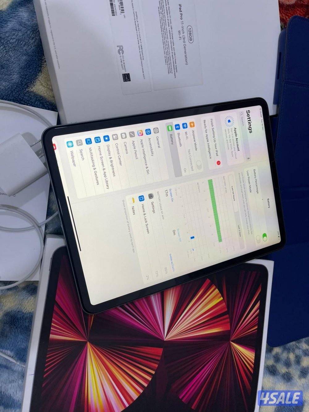 ايباد ابل برو 11 انش 128 قيقا ام ون الجيل الثالث موديل 2021 بطارية 841