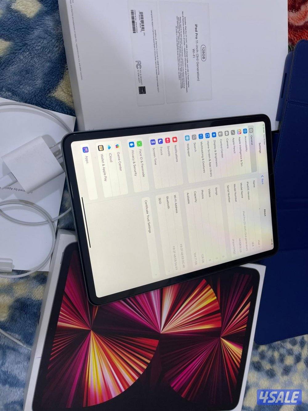 ايباد ابل برو 11 انش 128 قيقا ام ون الجيل الثالث موديل 2021 بطارية 845