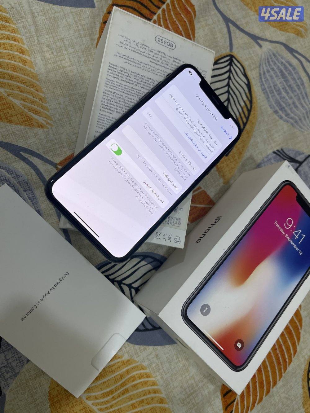 ايفون ابل اكس X اسود 256 قيقا بطارية 77 نظيف جدا مو مفتوح ولا مصلح3