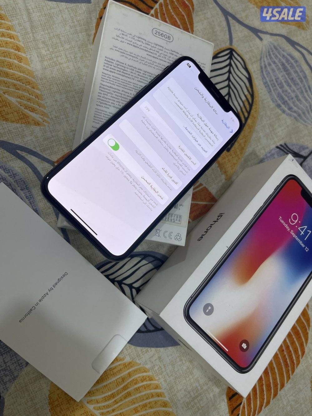 ايفون ابل اكس X اسود 256 قيقا بطارية 77 نظيف جدا مو مفتوح ولا مصلح4