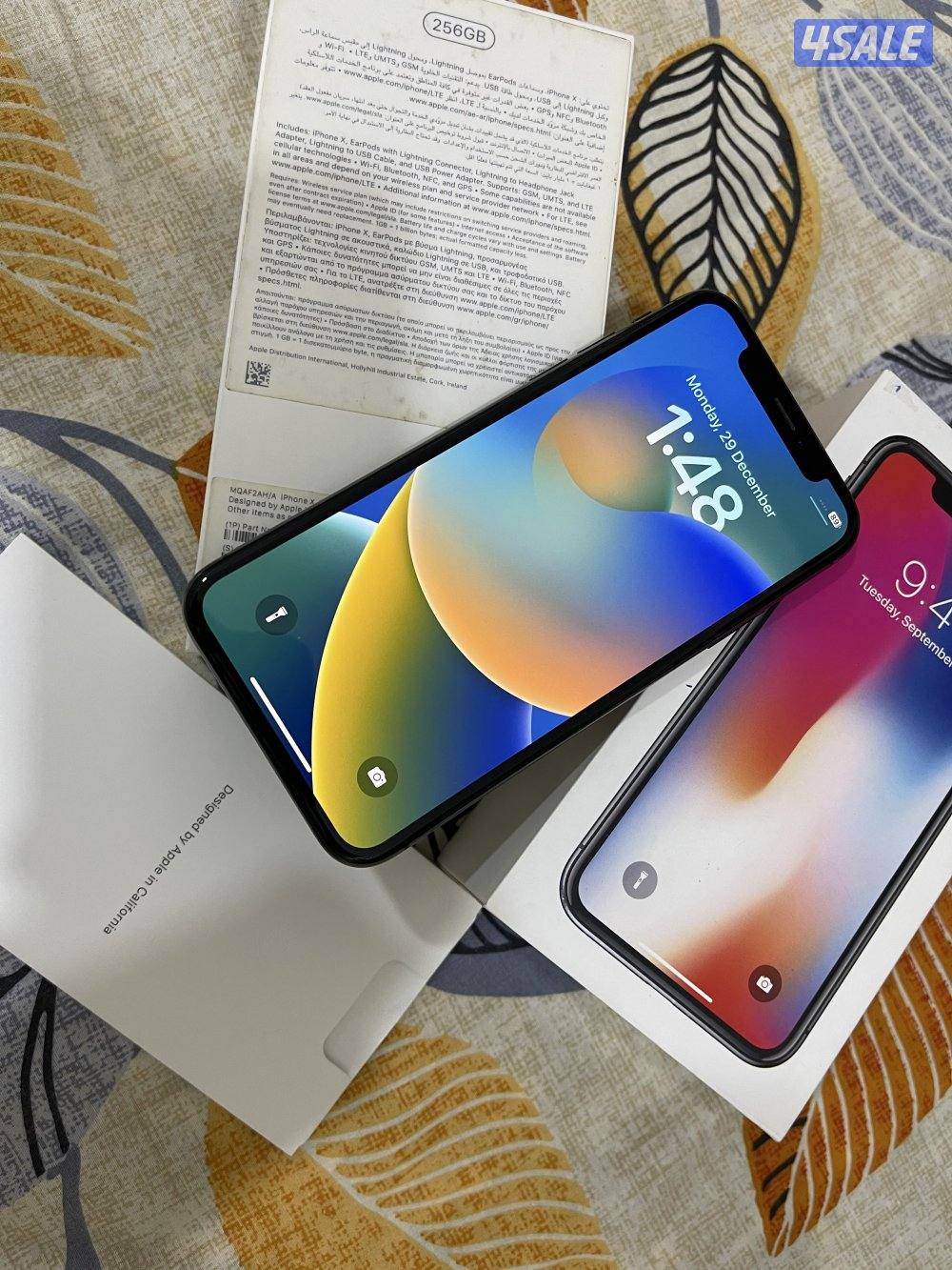 ايفون ابل اكس X اسود 256 قيقا بطارية 77 نظيف جدا مو مفتوح ولا مصلح6