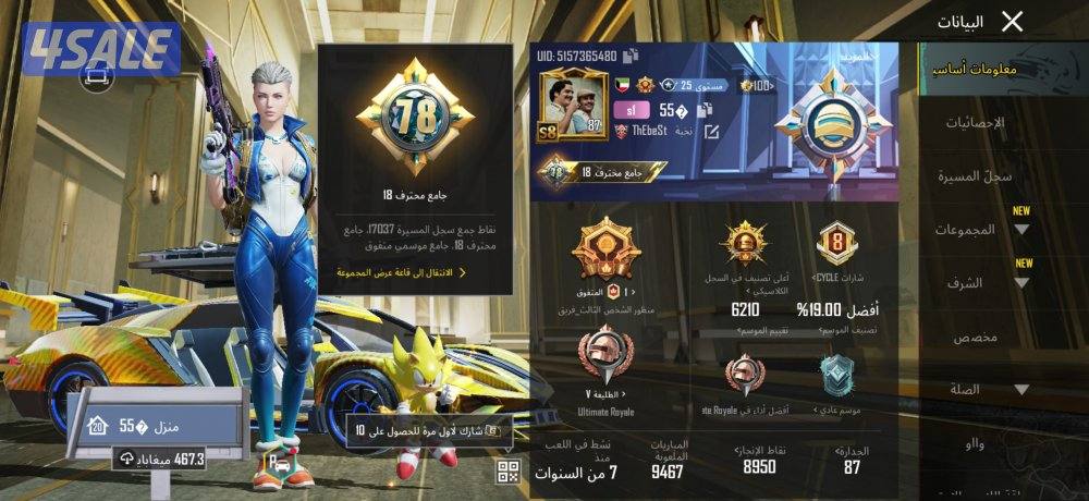 البيع حساب ببجي عالميه12