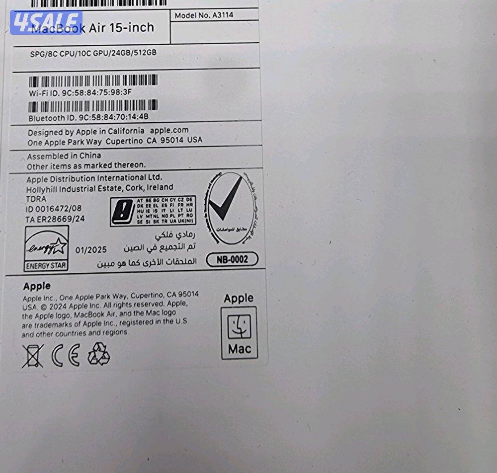 MACBOOK AIR M3 15.3 INCH 24 RAM 512 SSD NEW 4 SALE2