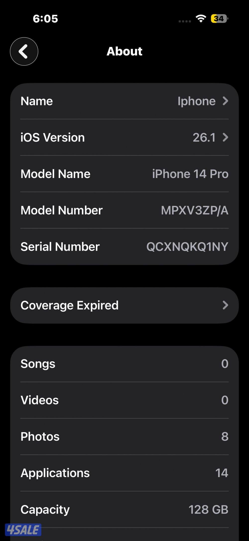 ايفون ١٤ برو ١٢٨ اسود3