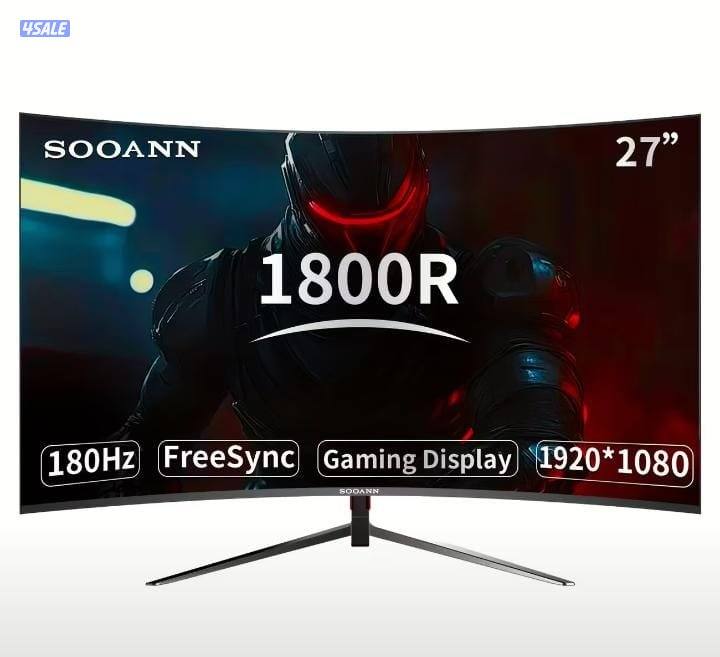 شاشة الألعاب المنحنية من SOOANN بقياس 27 بوصة معدل تحديث 180 هرتز0