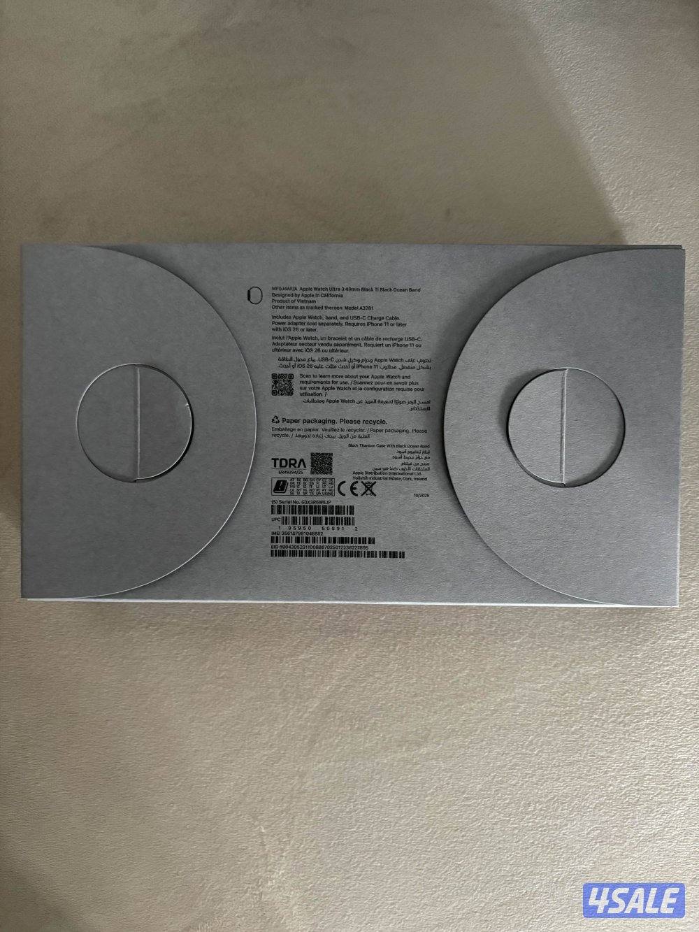 للبيع ساعة أبل ألترا 3 جديدة بالكرتون تيتانيوم أسود2